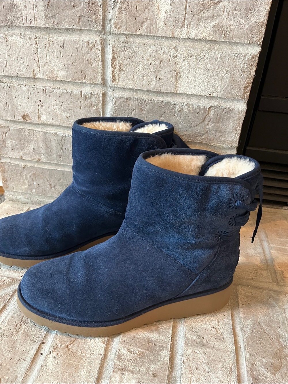 Ugg Women’s Navy Suede Shearling-Lined Ankle Boots size 7 1/2